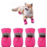 Dog Shoes for Small Dogs, Puppy Dog Boots & Paw Protector for Winter Snowy Days, Anti-Slip Sole Dog Booties for Indoor Hardwood Floor 4PCS (Pink, Size: 4) - Retail: $11
