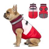 Dog Jacket for Small Dogs Waterproof Dog Coat with Reflective Strips and Harness Built in Warm Fleece Dogs Winter Coat Windproof with Back Zipper, Red L - Retail: $27