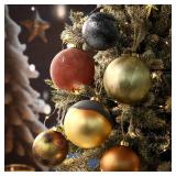 Vintage Copper Glass Christmas Ornaments 5Pcs Textured Ball Ornaments Neutral Xmas Tree Decor Antique Tabletop Balls with Hanging Rope for Winter Holiday - Retail: $15