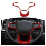 RAM Steering Wheel Panel Trim Sticker for RAM 2018 2019 2020 2021 2022 2023 2024-Present Red Interior Accessories 2pcs - Retail: $22