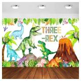 Three Rex Birthday Decorations Boy Watercolor Dinosaur 3rd Birthday Party Banner Backdrop 3 Rex Dinosaur Party Supplies Decorations for Boys Dino Party Decor - Retail: $9