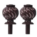 Curtain Rod Finials, 2Pcs Plastic Drapery Rail Pole Head Cap Decorative Window Curtain Rail End Fits Dia. 19mm(3/4) Curtain Rods (Brown) - Retail: $16"
