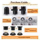 Lamp Shade Rings, E26 Light Socket Collar Ring, Black Threaded Reducer 1-3/8 Inches (34mm) and 1-1/2 Inch (39mm), Hanging Lamp Holder Parts, (34mm * 2pcs; 39mm * 2pcs) - Retail: $7