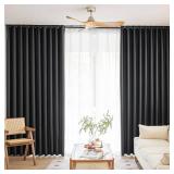 Windows Black Blackout Curtains 63 inches Long 2 Panels Set Grommet Blackout Drapes Energy Saving Noise Reducing Thermal Insulated For Bedroom Living Room Nursery - Retail: $10