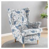 Wing Chair Slipcovers Printed Wingback Chair Covers 2 Pieces Wingback Armchair Slipcover Stretch Chair Slip Covers Washable Armchair Protector Cover for Living Room and Bedroom - Retail: $30