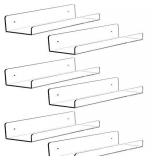 CY craft 6 PCS Acrylic Invisible Floating Bookshelf for Kids Room,15 inch Modern Picture Ledge Display Toy Storage Wall Shelf 5MM Thick U Shelves Storage Rack