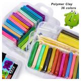 CiaraQ Polymer Clay Starter kit, Oven Baked Modeling Clay with Sculpting Tools, 36 Colors, 2.6 lbs BROKEN LID