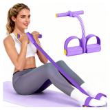 Pedal Resistance Bands with Handles, Durable 6-Tubes Multifunction Pedal Resistance Band, Natural Rubber Foot Pedal Resistance Bands, Fitness Resistance Bands for Abdomen, Waist, Arm, Leg (Purple)