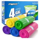 FORID Small Trash Bags 4 Gallon for Bathroom - Extra Thick Colored Garbage Bags Unscented,Strong Plastic Wastebasket Can Liners for Home Bedroom Office and Car,150 Bags Multi Colored
