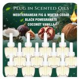 Plug In Refills, Mediterranean FIG, Black Pomegranate, Coconut Vanilla, Winter Cedar, for Home and Bathroom 7.92 Fl Oz, 12 Count, Compatible with Air Wick & Glade, Not Include Glade Plus MISSING 1