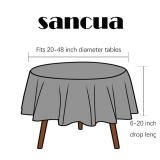sancua 60 Inch Round Tablecloth (Fits 20-48 Inch Tables), Water Resistant Spill Proof Washable Polyester Table Cloth Decorative Fabric Table Cover for Dining, Buffet Parties and Camping, White
