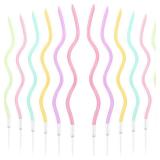 48 Pieces Twisty Birthday Spiral Cake Candles with Holders Long Thin Curly Coil Metallic Cake Cupcake Candles for Birthday Wedding Party Decoration(Colorful)