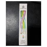 48 Pieces Twisty Birthday Spiral Cake Candles with Holders Long Thin Curly Coil Metallic Cake Cupcake Candles for Birthday Wedding Party Decoration(Colorful)