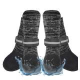 EXPAWLORER Anti Slip Dog Socks to Prevent Licking Paws, Shoes for Winter Snow, Boots & Paw Protectors with Grippers, Waterproof Booties for Hardwood Floors for Small Medium Large Senior Dogs Black S