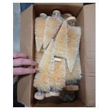 VercanMonth 16 Pcs Artificial Mini Christmas Trees with String Lights 5.9-11.8 Inch Small Bottle Brush Trees with 10 LED Light Sisal Tree Tabletop for Xmas Table Decor(Beige)