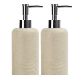 YMXYJM Hand Soap Dispenser - 10.8oz Refillable Resin Liquid Soap Dispensers with Rust-Proof Pump for Bathroom Countertop or Kitchen, Beige ONLY 1