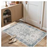 Rugxara 2x3 Entryway Rug,Door Mat Indoor Entrance, Washable Non Slip Kitchen Bathroom Rugs, Ultra-Thin Throw Small Rug for Front Door, Blue Grey