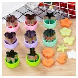 Vegetable Cutter Shapes Set (8 Pack) 1.5 Stainless Steel Mini Cookie & Fruit Cutters for Kids, Bento Lunch, Sandwich, Fondant, Cheese, Baking & Food Prep