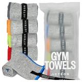 Acteon Microfiber Gym Towels 5 Pack, Quick Dry Silver ION Odor-Free Sweat Towel, Super Absorbent Fast Drying for Men & Women, Workout, Yoga, Running, Hiking, Travel 16x30.5 Inch