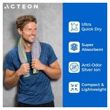Acteon Microfiber Gym Towels 5 Pack, Quick Dry Silver ION Odor-Free Sweat Towel, Super Absorbent Fast Drying for Men & Women, Workout, Yoga, Running, Hiking, Travel 16x30.5 Inch