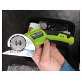 Cordless Electric Scissors: 4V Rechargeable Rotary Cardboard Cutter, 3000mAh Battery, with LED Light & Safety Lock, 2 Blades, Electric Box Cutter for Fabric Carpet Carton Plastic Leather Cloth