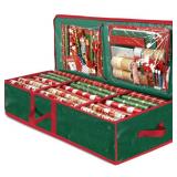 ZOBER Gift Wrapping Paper Organizer Storage - 40 Gift Wrap Storage Containers with Interior Pockets for Bows, Tags & Ribbons - Wrapping Paper Holder, Waterproof, Fits 24 Standard Rolls, Green