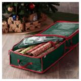 ZOBER Gift Wrapping Paper Organizer Storage - 40 Gift Wrap Storage Containers with Interior Pockets for Bows, Tags & Ribbons - Wrapping Paper Holder, Waterproof, Fits 24 Standard Rolls, Green