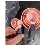 Measuring Cups and Spoons Set, 10 Pieces Nesting Measure Tools, Kitchen Essentials Gadgets with Stainless Steel Handle for Dry & Liquid Ingredient, Pink