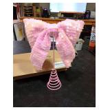 Gejoy Pink Valentines Galentines Tree Topper 8 Inch Pink Bow Sequin Ribbon Tree Topper Glittering Valentines Treetop Ornaments for Spring Holiday Decor Party Supplies