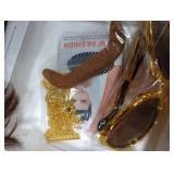 PUREHAIR Retro 70s Disco Wig for Men with Mustache Glasses and Chain Perfect for Rocker Singer Hippie Cosplay Mens 70s 80s Disco Outfit Costume Wigs (Brown)