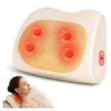 Shiatsu Back and Neck Massager with Heat,3D Electric Kneading Deep Tissue Massage Pillow for Muscle Pain Relief,Cordless Portable Massage for Neck,Shoulder,Leg,Back,Use for Home,Car,Office,Travel CHAR