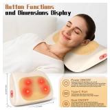 Shiatsu Back and Neck Massager with Heat,3D Electric Kneading Deep Tissue Massage Pillow for Muscle Pain Relief,Cordless Portable Massage for Neck,Shoulder,Leg,Back,Use for Home,Car,Office,Travel CHAR