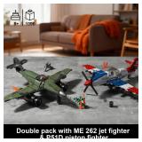 WW2 Military Airplane Toy Building Sets Compatible with Lego, Me 262 Fighter Jet & P-51D Plane Army Model Kits for Military Fans, Kids & Adult