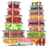 KEMETHY 36-Piece Food Storage Containers with Lids(18 Container & 18 Lid), Plastic Food Containers for Pantry & Kitchen Storage and Organization, BPA-Free, Leak Proof, Reusable with Labels & Pen