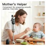 MegaWise Stainless Steel Titanium Reinforced 3-in-1 Immersion Hand Blender, Powerful with 80% Sharper Blades, 12-Speed Corded Blender, Including Whisk and Milk Frother (3-in 1 Black)