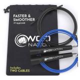 WOD Nation Jump Rope - Black Alloy Steel, Adjustable Length - Speed Jump Rope for Men & Women - Boxing & MMA Home Workout Equipment - Gym Fitness Equipment & Cardio Gear