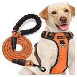 No Pull Dog Harness Adjustable Reflective Oxford Easy Control Medium Large Dog Harness with A Free Heavy Duty 5ft Dog Leash