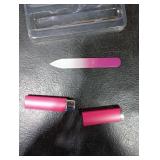 Mini Glass Nail File with Case 2mm Thickness Small Crystal Files for Nature Nail Gentle Double-Sided Etched Fingernail Files for Travel Fine Grit Czech Glass Gifts Package Stocking Stuffers ONLY ONE