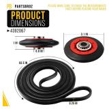 PartsBroz 4392067 Dryer Repair Kit for Whirlpool Cabrio Dryer Parts Duet, Maytag Bravos XL, Elite Kenmore Dryer Idler Pulley 279640, 661570V Dryer Belt W10314173 WPW10314173 Drum Roller for MEDB835DW4