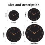 Mosewa Wall Clock 14 Inch Black Battery Operated Silent Non Ticking Simple Minimalist Rose Gold Numbers Decorative for Bedroom Living Room Kitchen Home Office