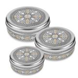 KSJONE Meenakari Designer 3PC Stainless Steel Food Storage Containers with Lids Leakproof, Meal Prep Container Airtight, Kimchi Containers Nestable, Freezer Safe (1100ml, 1700ml & 2300ml)