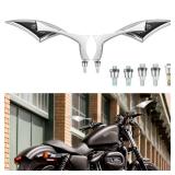 Nifeida 8mm/10mm Motorcycle Spear Blade Rearview Side Mirrors, Chrome Motorcycle Cruiser Blade Mirrors fit for Harley Cruiser Chopper Sportbike Dyna Softail Street Bike Scooter Dirt Bike, Pair