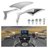 Nifeida 8mm/10mm Motorcycle Spear Blade Rearview Side Mirrors, Chrome Motorcycle Cruiser Blade Mirrors fit for Harley Cruiser Chopper Sportbike Dyna Softail Street Bike Scooter Dirt Bike, Pair