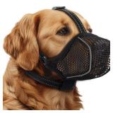 Dog Muzzle,Mesh Soft Muzzle for Small Medium Large Sized Dogs, Breathable Reflective Adjustable Puppy Muzzles with Collar for Scavenging Grooming Biting Chewing,Allows Panting and Drinking
