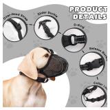 Dog Muzzle,Mesh Soft Muzzle for Small Medium Large Sized Dogs, Breathable Reflective Adjustable Puppy Muzzles with Collar for Scavenging Grooming Biting Chewing,Allows Panting and Drinking