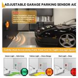 Feekoon 1 Pack Adjustable Garage Parking Sensor with LED Display No-Drill Parking Aid for Cars, SUVs & Pickups, Set Stop Distance 6-6 ft, Battery or USB Powered (Black)