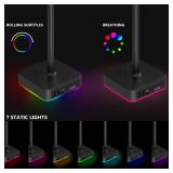 KAFRI RGB Headphone Stand with USB A&C Charger Desk Gaming Headset Holder Hanger Rack with 3 USB Charging Port and 2 Outlet - Suitable for Gamer Desktop Table Game Earphone Accessories Boyfriend Gifts