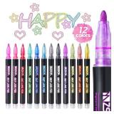 ZSCM QUALITY DECIDES THE FUTURE Stocking Stuffers, Shimmer Outline Glitter Markers, Christmas Stocking Stuffers Gifts Trendy Stuff 12 Super Squiggles Metallic Glitter Pens For Christmas Gifts