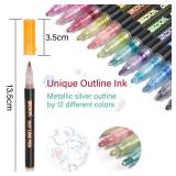 ZSCM QUALITY DECIDES THE FUTURE Stocking Stuffers, Shimmer Outline Glitter Markers, Christmas Stocking Stuffers Gifts Trendy Stuff 12 Super Squiggles Metallic Glitter Pens For Christmas Gifts