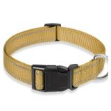 Reflective Dog Collar with Buckle Adjustable Safety Nylon Collars for Small Medium Large Dogs, Brown S